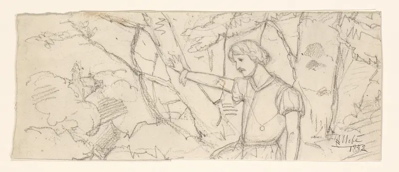 Treurende jongeling in het bos Wall Art by August Allebé - High-Resolution Digital Print