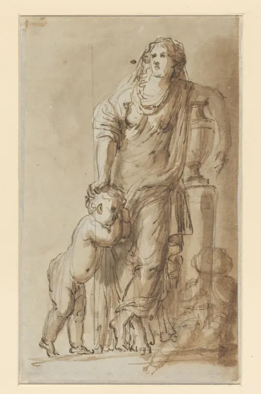 Treurende vrouw met twee kinderen Wall Art by Willem Jacob Herreyns - High-Resolution Digital Print