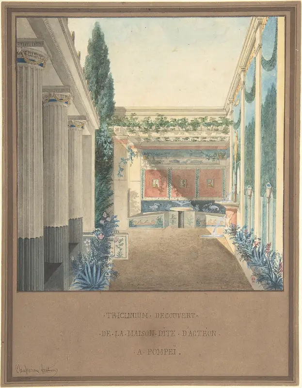 Triclinium, Excavated in the House of Actaeon, Pompeii Wall Art by Charles Frédéric Chassériau - High-Resolution Digital Print