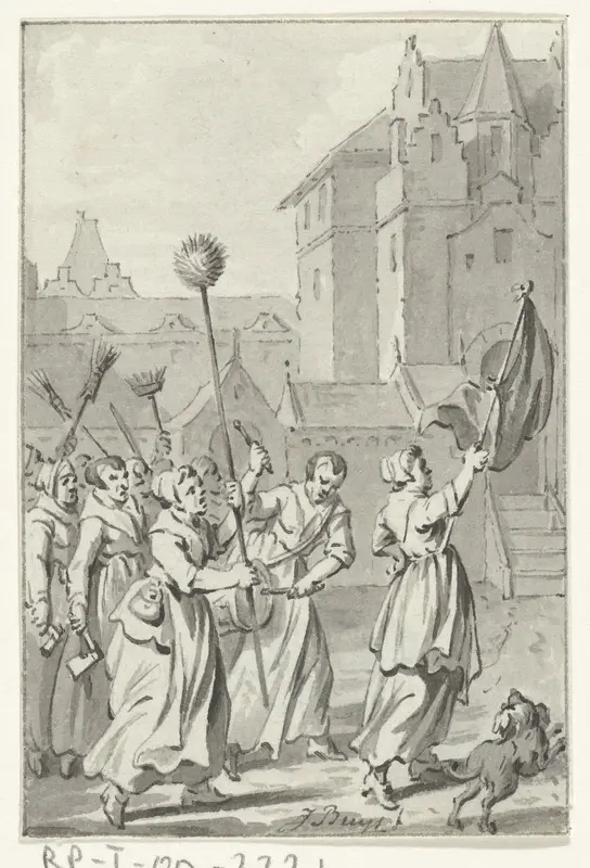 Trijn Leemput trekt met Utrechtse vrouwen op om slot Vredenburg te slechten, februari 1577 Wall Art by Unknown - High-Resolution Digital Print