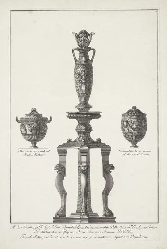 Tripod en twee vazen Wall Art by Francesco Piranesi - High-Resolution Digital Print
