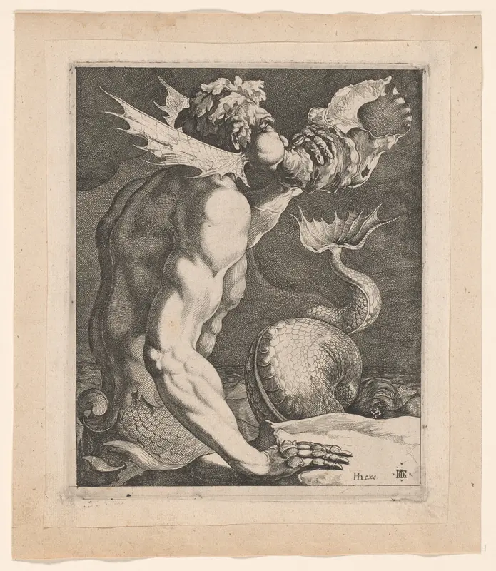 Triton Blowing a Conch Wall Art by Jacques de Gheyn, III - High-Resolution Digital Print