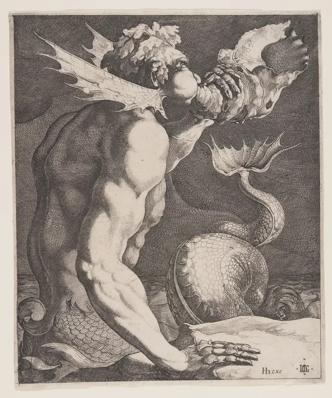 Triton Blowing on a Conch Wall Art by Jacques de Gheyn, III - High-Resolution Digital Print