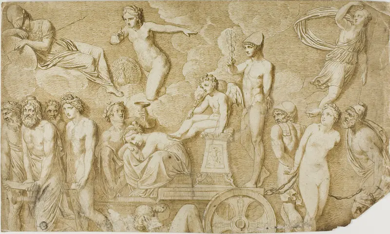 Triumph of Love (after antique bas-relief) Wall Art by Pompeo Girolamo Batoni - High-Resolution Digital Print