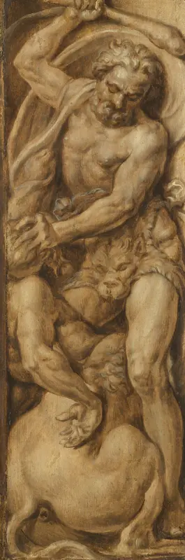 Triumph over Death: Samson Carrying the Gate of Gaza | Hercules Slaying the Centaur Nessus Wall Art by Maarten van Heemskerck - High-Resolution Digital Print