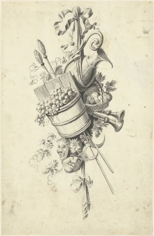 Trofee met attributen van de wijnoogst Wall Art by Cornelis de Kruyff - High-Resolution Digital Print