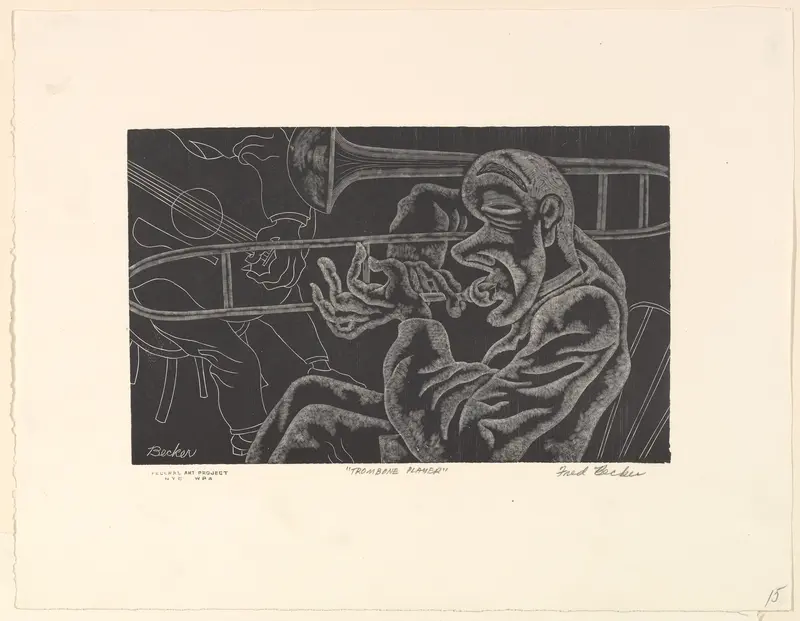 Trombone Player Wall Art by Fred Becker - High-Resolution Digital Print