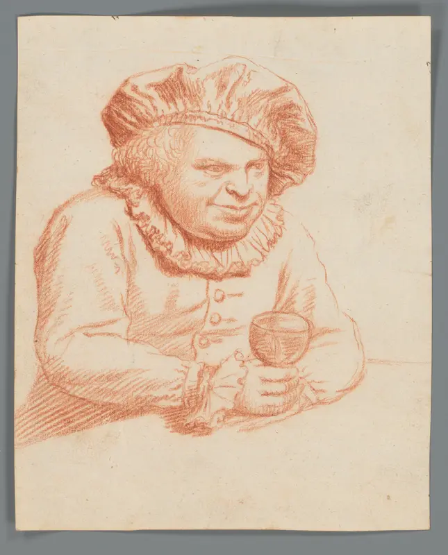 Tronie van een man met hoed en wijnglas Wall Art by Unknown - High-Resolution Digital Print
