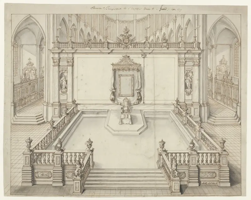 Troonzaal in de Sint-Bavokerk te Gent voor de inhuldiging van keizer Karel VI in 1717 Wall Art by Unknown - High-Resolution Digital Print