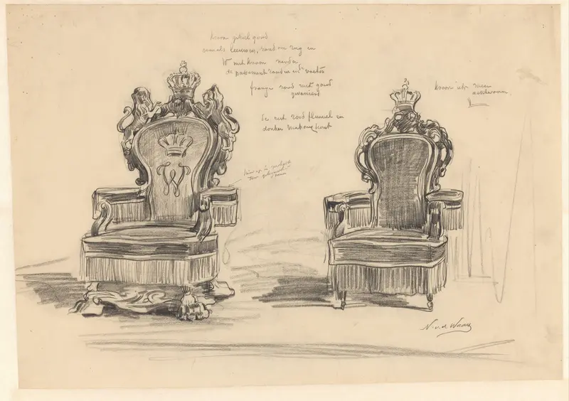 Troonzetels voor de inhuldiging van Wilhelmina in 1898 Wall Art by Unknown - High-Resolution Digital Print