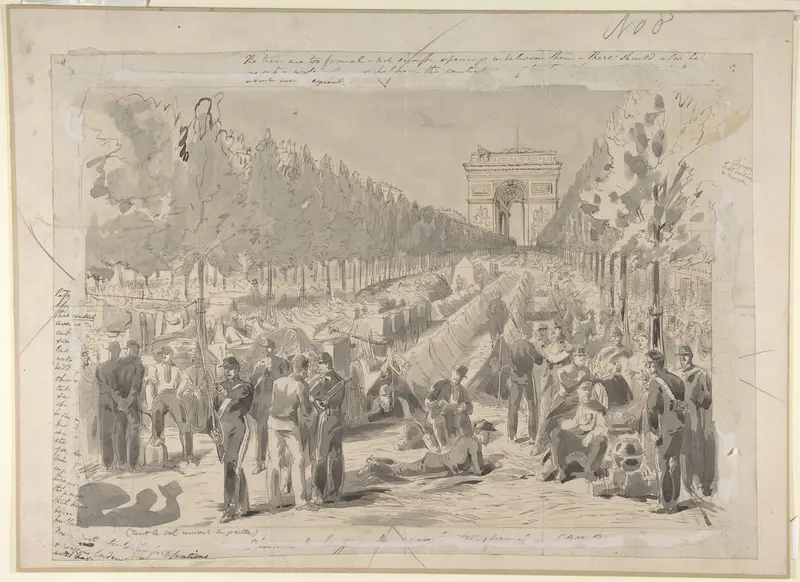 Troops Encamped on the Champs Elysées, 1870 Wall Art by Anonymous, French, 19th century - High-Resolution Digital Print