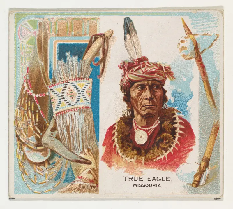 True Eagle, Missouria, from the American Indian Chiefs series (N36) for Allen & Ginter Cigarettes Wall Art by Allen & Ginter - High-Resolution Digital Print