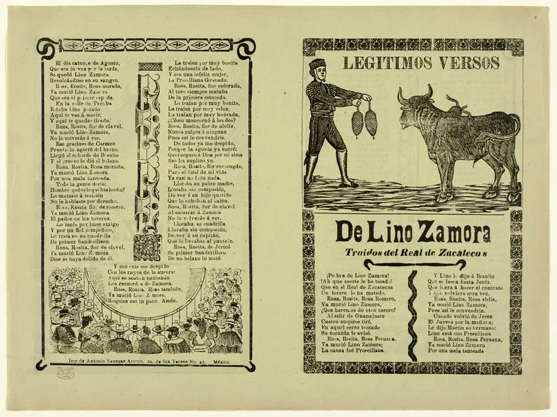 True Verses about Lino Zamora Wall Art by José Guadalupe Posada - High-Resolution Digital Print