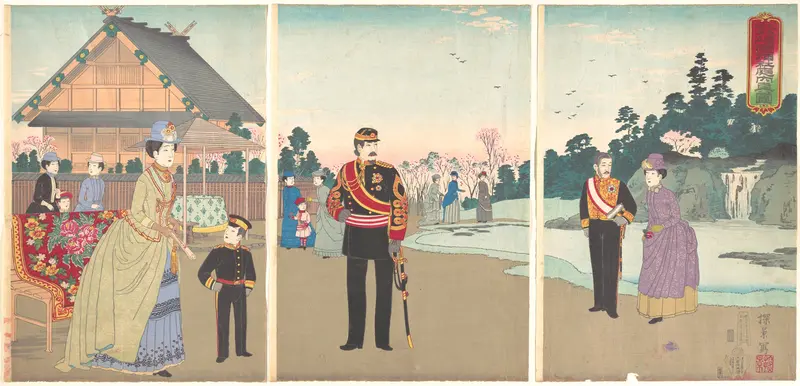 True View of the Courtyard of Yasukuni Shrine at the Top of Kudanzaka Wall Art by Inoue Yasuji - High-Resolution Digital Print