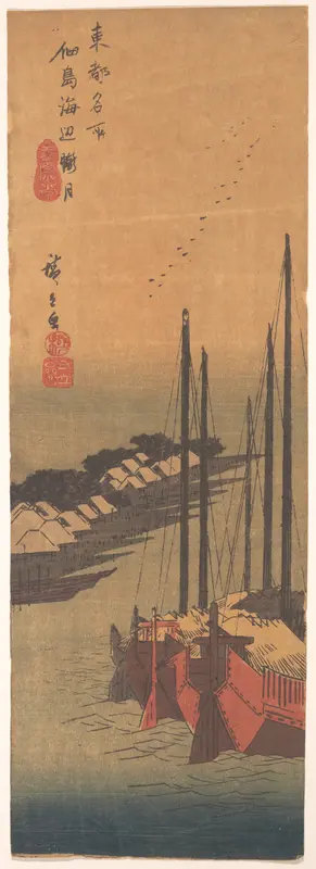 Tsukudajima no Oborozuki Wall Art by Utagawa Hiroshige - High-Resolution Digital Print