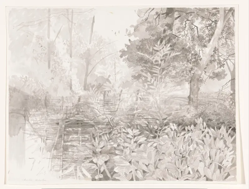 Tuin met een schutting van wilgentenen Wall Art by Unknown - High-Resolution Digital Print