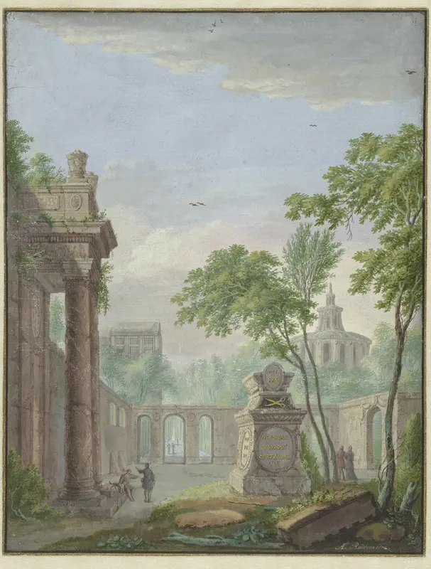 Tuin met een tombe ter nagedachtenis aan Johanna Koerten Blok Wall Art by Abraham Rademaker - High-Resolution Digital Print