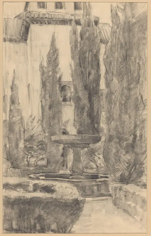 Tuin van de Patio de Lindaraja in het Alhambra te Granada Wall Art by Unknown - High-Resolution Digital Print