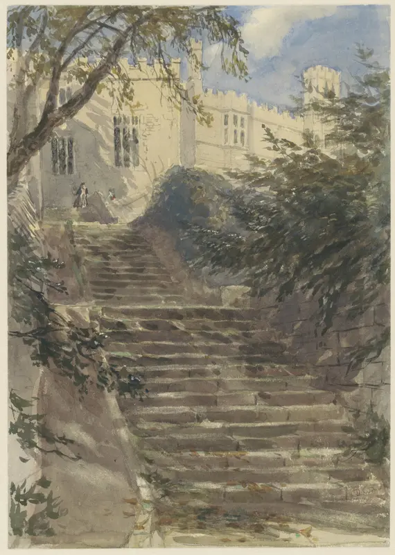 Tuintrap bij Haddon Hall (Derbyshire) Wall Art by David Cox (I) - High-Resolution Digital Print