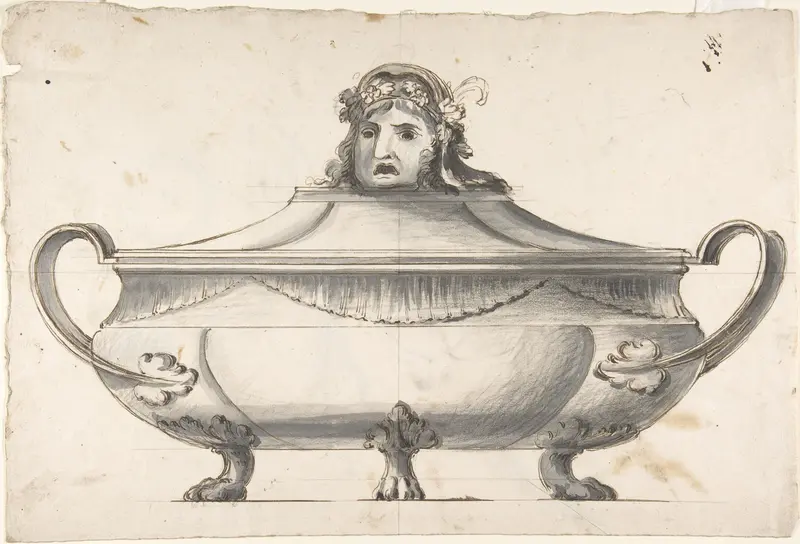 Tureen, Finial with Mask Wall Art by Anonymous, Italian, 19th century - High-Resolution Digital Print