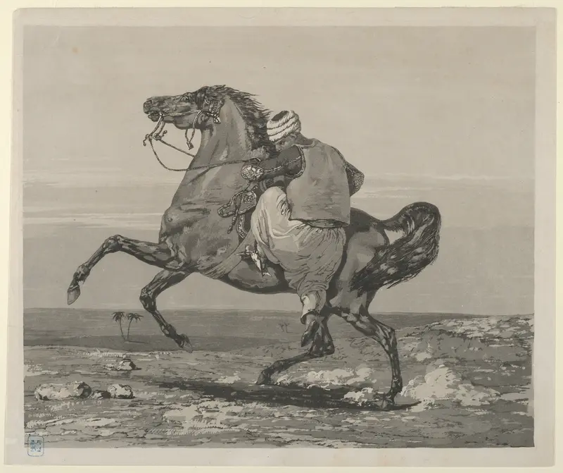 Turk Mounting His Horse Wall Art by Eugène Delacroix - High-Resolution Digital Print