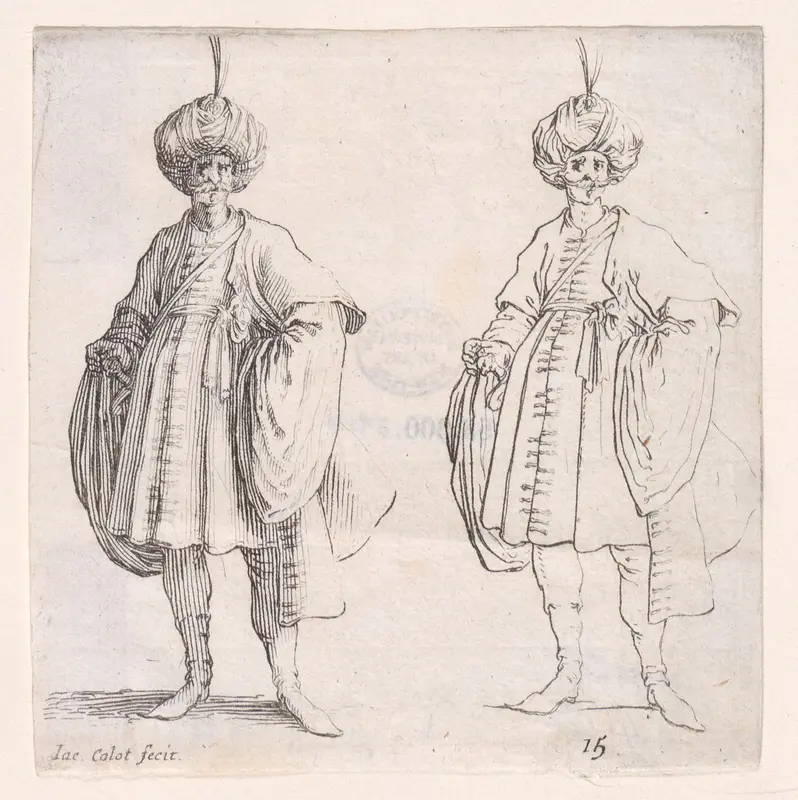 Turk Wearing Turban Seen from the Front, plate 15 from "Varie Figure" (Various Figures) Wall Art by Jacques Callot - High-Resolution Digital Print
