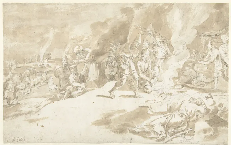Turkish Soldiers around a Camp Fire Wall Art by Guilliam du Gardijn - High-Resolution Digital Print