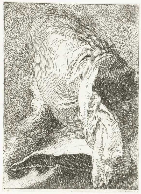 Turkse man met afgewend hoofd met tulband Wall Art by Giovanni Domenico Tiepolo - High-Resolution Digital Print