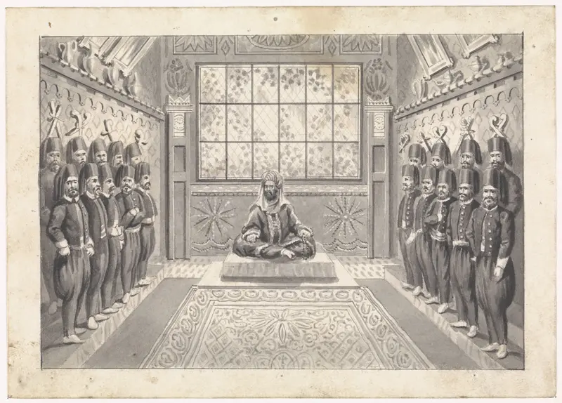 Turkse vorst met zijn wacht in een zaal Wall Art by anonymous - High-Resolution Digital Print