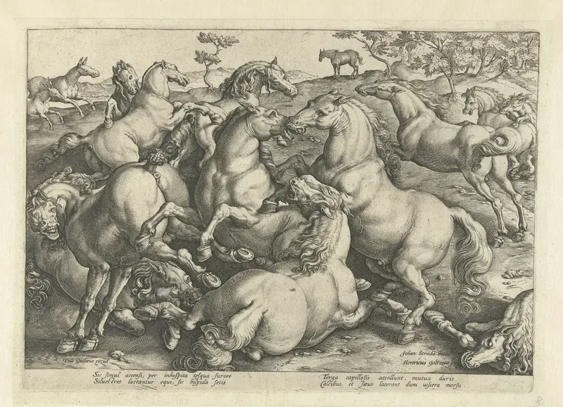 Twaalf vechtende paarden Wall Art by Unknown - High-Resolution Digital Print