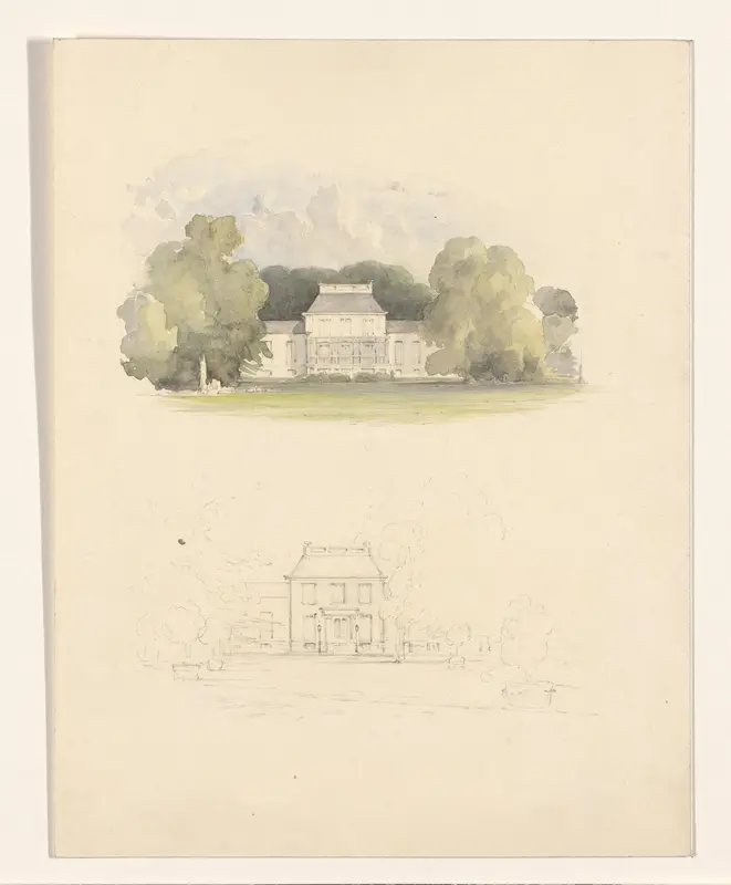 Twee aanzichten van een landhuis in een landschap Wall Art by Jan Bedijs Tom - High-Resolution Digital Print