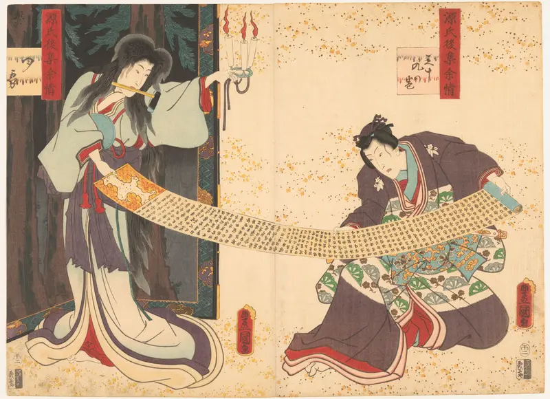 Twee acteurs waarvan een in de rol van spook Wall Art by Unknown - High-Resolution Digital Print