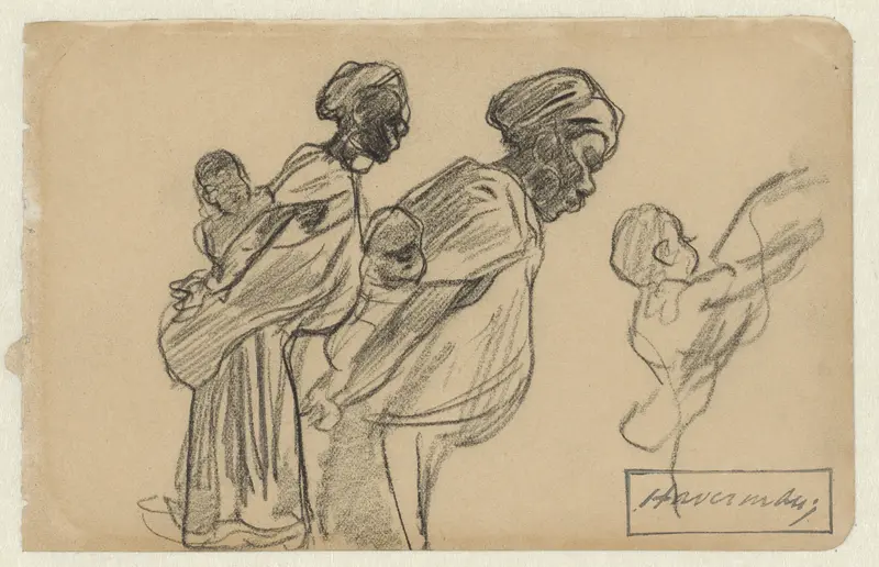 Twee Afrikaanse vrouwen met hun kinderen op de rug Wall Art by Hendrik Johannes Haverman - High-Resolution Digital Print