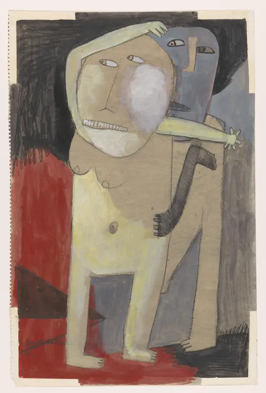 Twee angstige figuren Wall Art by Unknown - High-Resolution Digital Print
