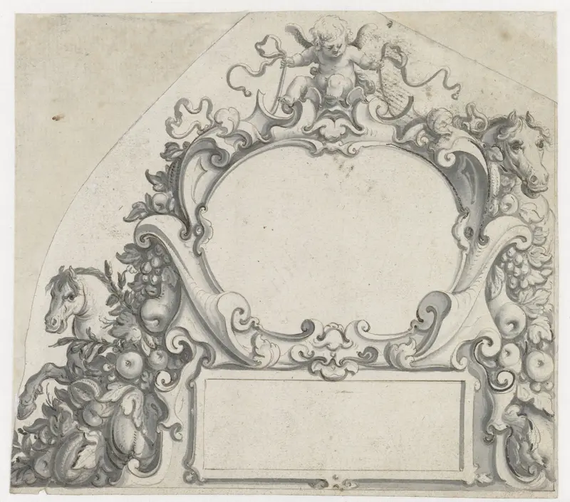 Twee cartouches met een putto bovenaan Wall Art by Pieter Jansz - High-Resolution Digital Print