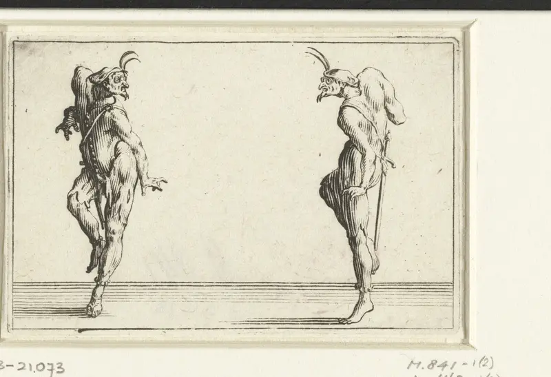 Twee dansers, beiden op de linkerzijde gezien Wall Art by Jacques Callot - High-Resolution Digital Print