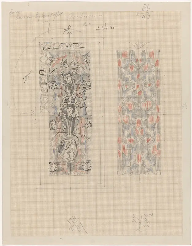 Twee decoratieve ontwerpen met bloemenpatroon Wall Art by Carel Adolph Lion Cachet - High-Resolution Digital Print