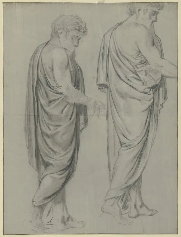 Twee draperiestudies van een lopende man, naar rechts Wall Art by Jean Grandjean - High-Resolution Digital Print