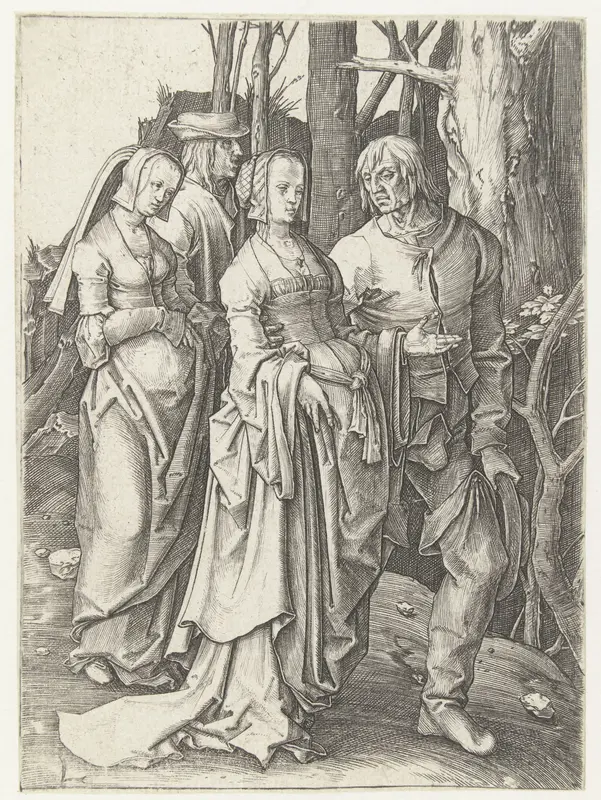 Twee echtparen in het bos Wall Art by Unknown - High-Resolution Digital Print