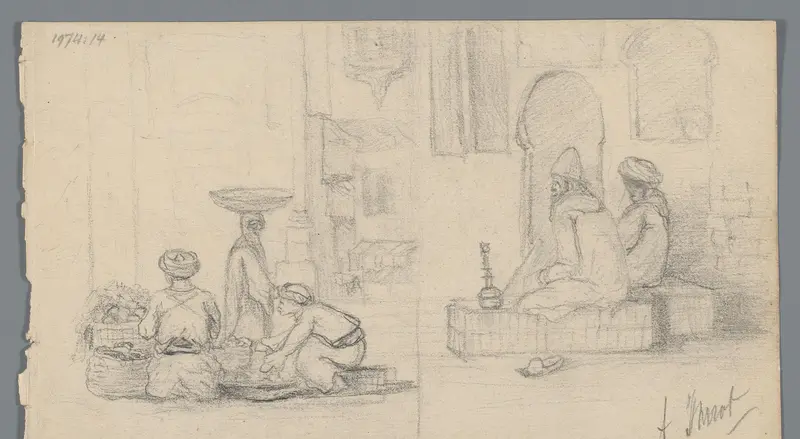 Twee Egyptische straatscènes Wall Art by Unknown - High-Resolution Digital Print