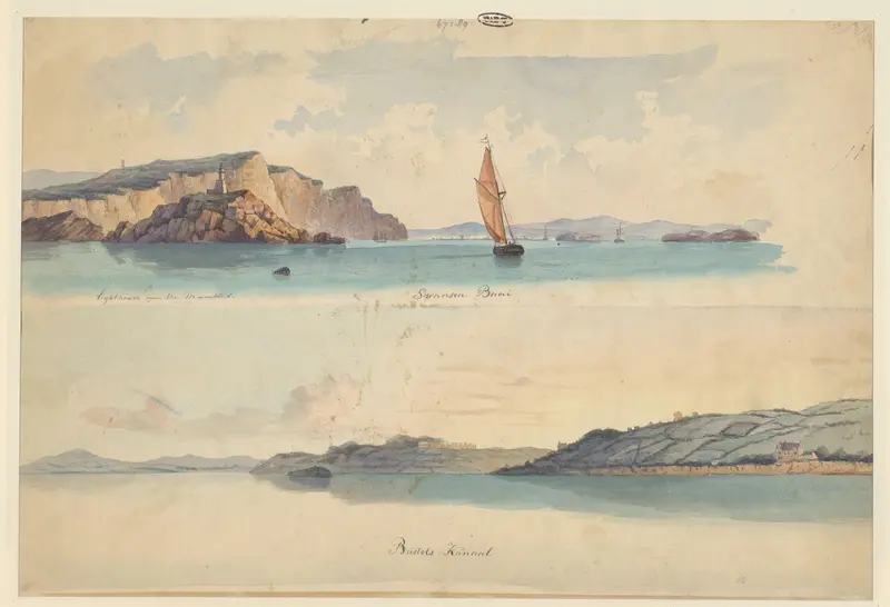 Twee Engelse kustgezichten: Swansea Baai en Bristols Kanaal Wall Art by Willem Gruyter jr. - High-Resolution Digital Print