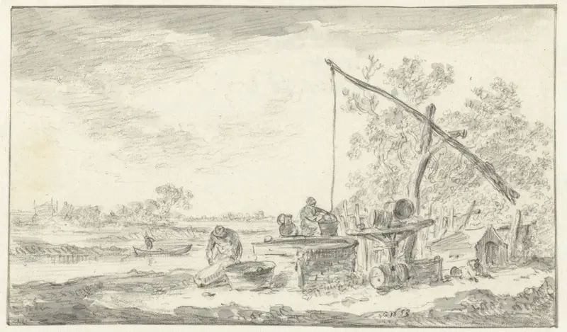 Twee figuren bij een waterput Wall Art by Jan van Goyen - High-Resolution Digital Print