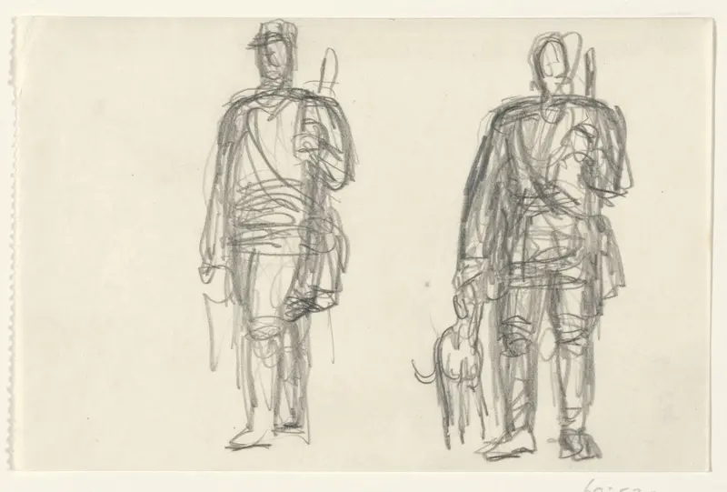 Twee figuren met een hond Wall Art by Leo Gestel - High-Resolution Digital Print