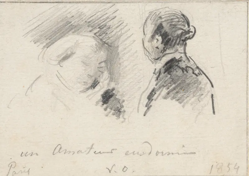 Twee figuren, waarvan één slapende Wall Art by Georgius Jacobus Johannes van Os - High-Resolution Digital Print