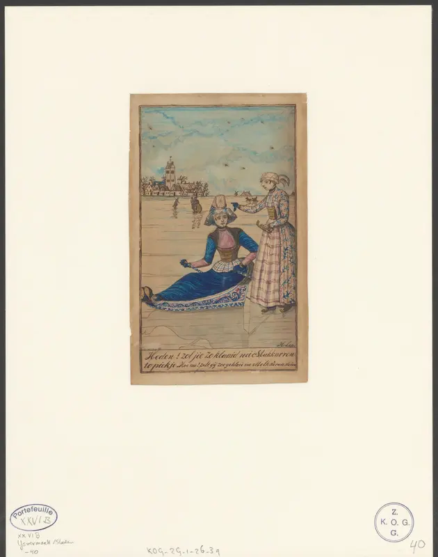 Twee Friese vrouwen op het ijs Wall Art by Unknown - High-Resolution Digital Print