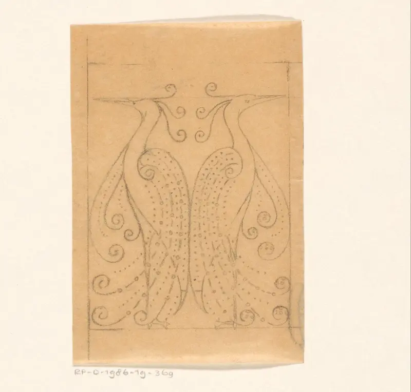 Twee gestileerde vogels Wall Art by Reinier Willem Petrus de Vries (1874-1953) - High-Resolution Digital Print