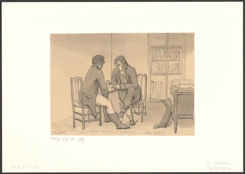 Twee heren dammen Wall Art by Christiaan Andriessen - High-Resolution Digital Print