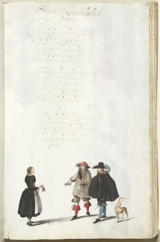 Twee heren en een boerenmeisje Wall Art by Gesina ter Borch - High-Resolution Digital Print