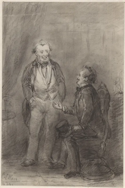Twee heren in gesprek Wall Art by Unknown - High-Resolution Digital Print