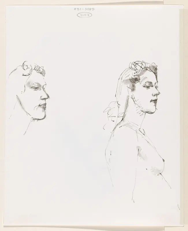 Twee hoofden van een vrouw Wall Art by Unknown - High-Resolution Digital Print